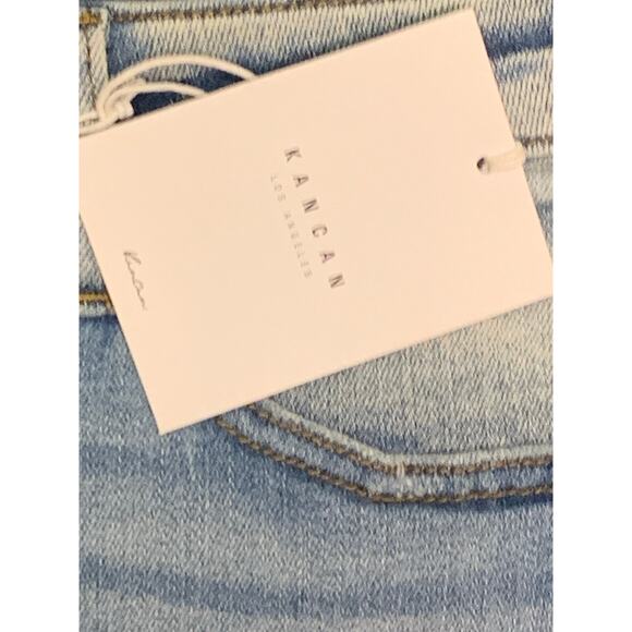 Kancan Estilo 40784 Chewed Hem Highrise Mid Light Wash Ankle Jeans sz 31 NWT - Picture 5 of 9